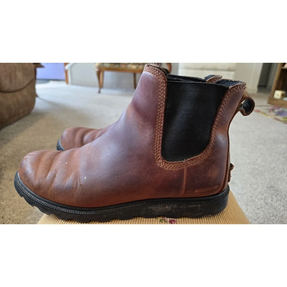 Sorel Chelsea Boots Womens 8 Brown Leather Waterproof Ankle Pull On